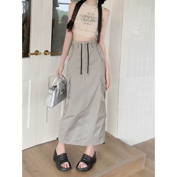 Fustă de birou cu smock – poliester, țesătură principală peste 95%, lungime midi, micro-elastică