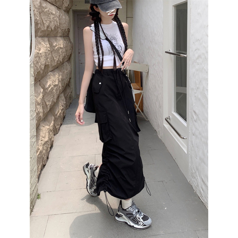 Fustă de birou cu smock – poliester, țesătură principală peste 95%, lungime midi, micro-elastică