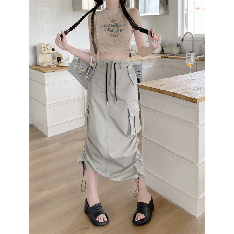 Fustă de birou cu smock – poliester, țesătură principală peste 95%, lungime midi, micro-elastică