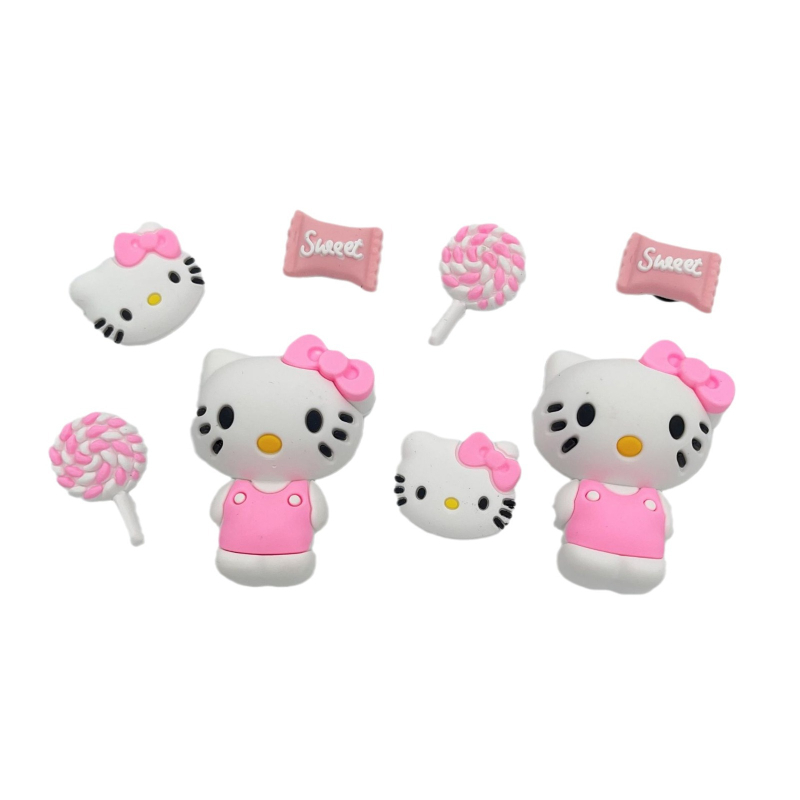 KT Cat Suit 8 darab – 3D leválasztható virág dísz és cipőcsatok DIY kiegészítőkhöz, alkalmas szandálokra, hétköznapi cipőkre, munkacipőkre és papucsokra