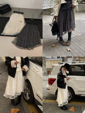 Hálós anyagból készült cake szoknya, középméretű hossz, összeillesztett varrás, enyhe nyúlás