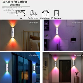 Dvostruka zidna lampa s motivom mačjeg oka, punjiva, senzor pokreta, noćno svjetlo za vinsku ostavu, hodnik i garderoba u spavaćoj sobi