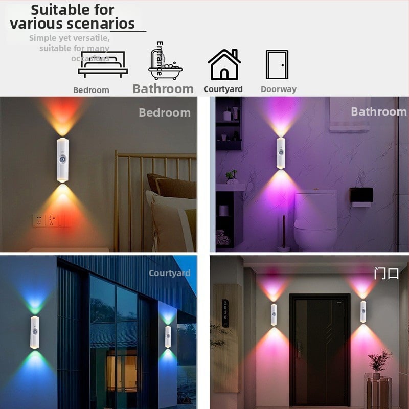 Dvostruka zidna lampa s motivom mačjeg oka, punjiva, senzor pokreta, noćno svjetlo za vinsku ostavu, hodnik i garderoba u spavaćoj sobi