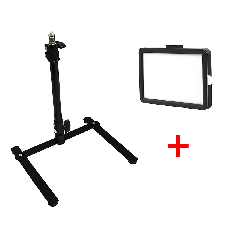 Stativ pentru telefon pentru live streaming cu iluminare, din aliaj de aluminiu, reglabil de sus, bază pliabilă, sarcină maximă 2-5 kg