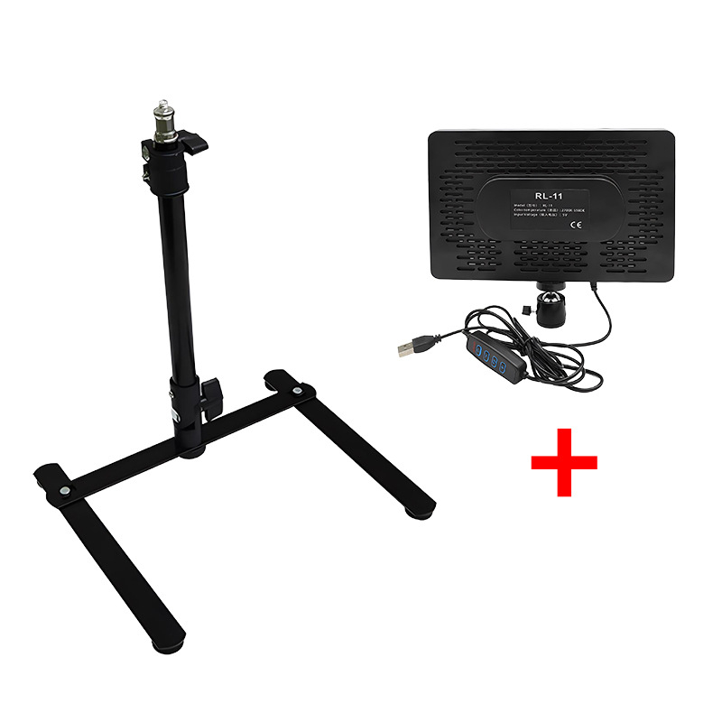 Stativ pentru telefon pentru live streaming cu iluminare, din aliaj de aluminiu, reglabil de sus, bază pliabilă, sarcină maximă 2-5 kg