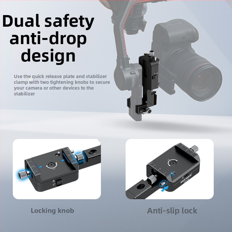 CA108 suport din aluminiu pentru seria RS, rotativ pentru fotografiere orizontală și verticală, compatibil RS2 RS3 RS3pro RS4, sarcină maximă până la 2 kg.