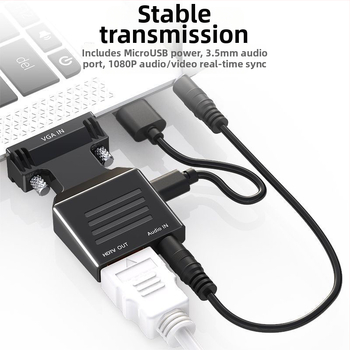 VGA–HDMI adapter koos helikonverteriga, 1080p, VGA meessoost – HDMI naissoost, arvutile