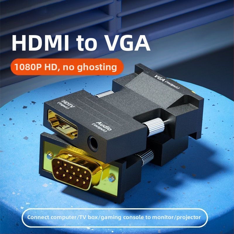 VGA–HDMI adapter koos helikonverteriga, 1080p, VGA meessoost – HDMI naissoost, arvutile