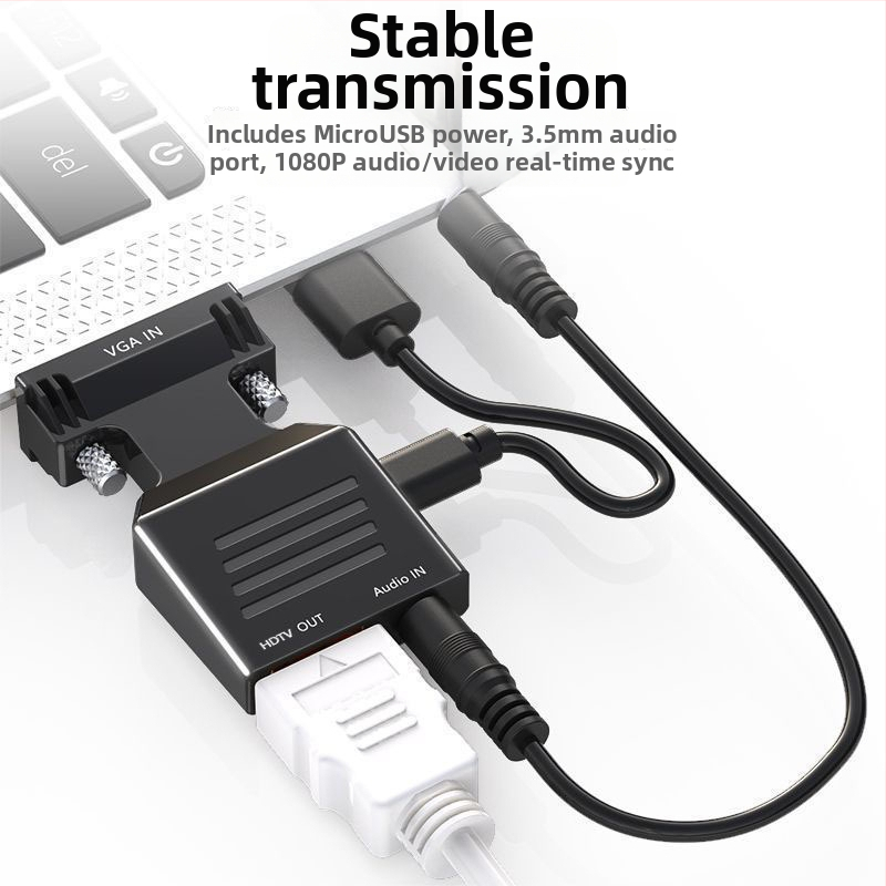 VGA–HDMI adapter koos helikonverteriga, 1080p, VGA meessoost – HDMI naissoost, arvutile