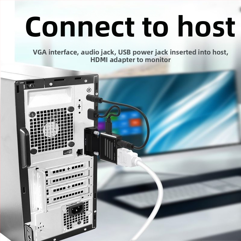 VGA–HDMI adapter koos helikonverteriga, 1080p, VGA meessoost – HDMI naissoost, arvutile