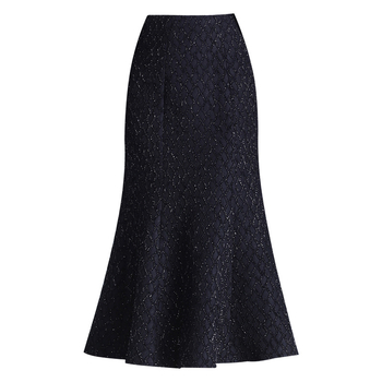 Fishtail midi suknja s printom, od poliestera s elastanom, elegantan poslovni stil, jesen 2024