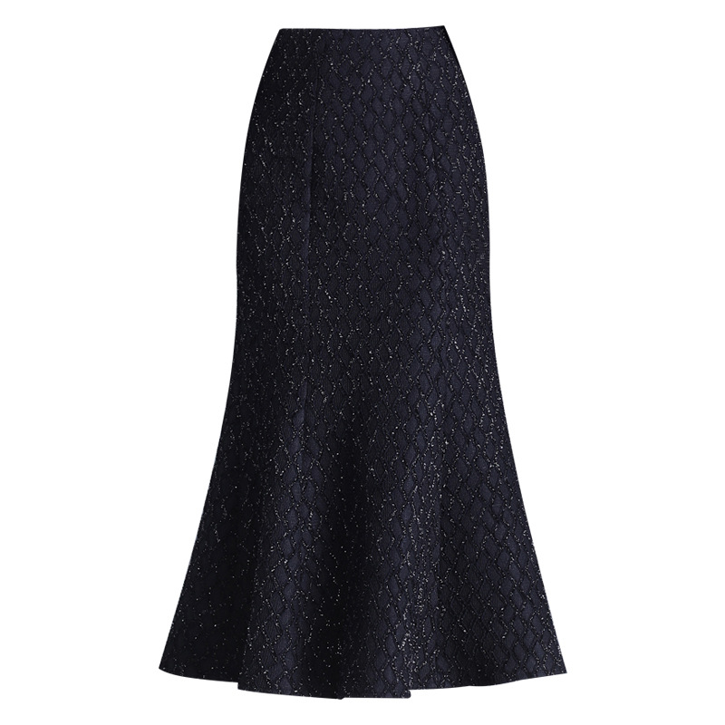 Fishtail midi suknja s printom, od poliestera s elastanom, elegantan poslovni stil, jesen 2024