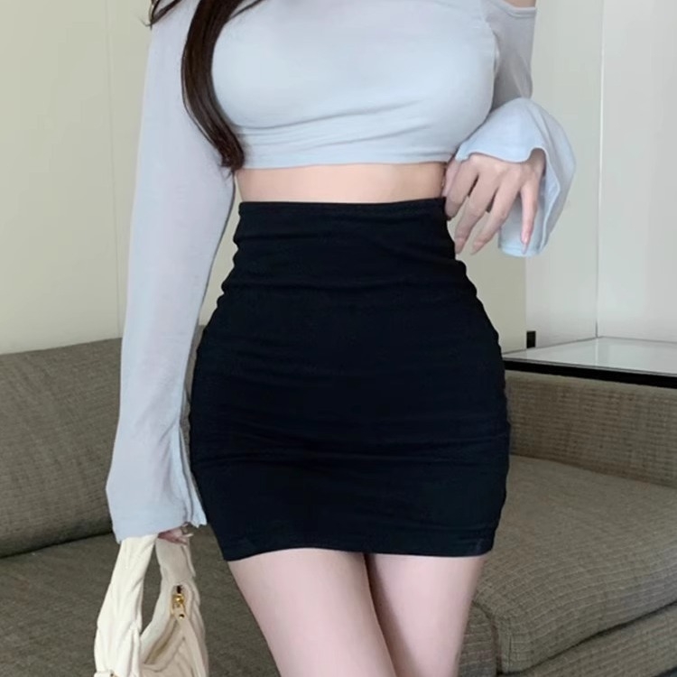 Женска A-line миди пола с висока талия, едноцветна, микроеластична полиестерна тъкан, основен полиестер 90–95%, вторичен полиестер 80–90%, без гладене, Пролет 2024