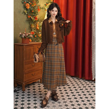 Balloon szoknya kockás mintával, középső hosszúságú, mikroelastikus, vasalásmentes, 95%+ poliészter