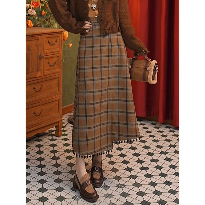 Balloon szoknya kockás mintával, középső hosszúságú, mikroelastikus, vasalásmentes, 95%+ poliészter