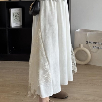Patchwork midi suknja kremasto-bijela, A-linija, asimetrični rub, svestrana za svakodnevno nošenje