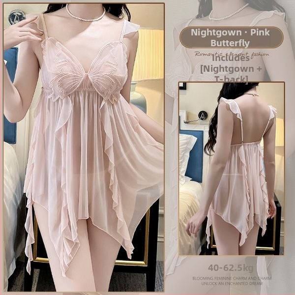 Polüestrist kõrge vöökoht, lõigatud gazes paelad, seksi­kas seljaosa disain, koduseks kandmiseks