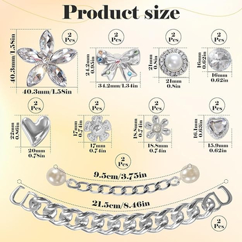 DIY set kopča za cipele s perljanim lancem i cvjetnom dekoracijom - Unisex, model 064651, za sandale i papuče, sve sezone