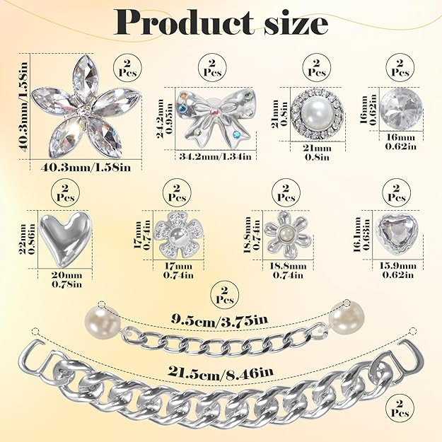 DIY set kopča za cipele s perljanim lancem i cvjetnom dekoracijom - Unisex, model 064651, za sandale i papuče, sve sezone