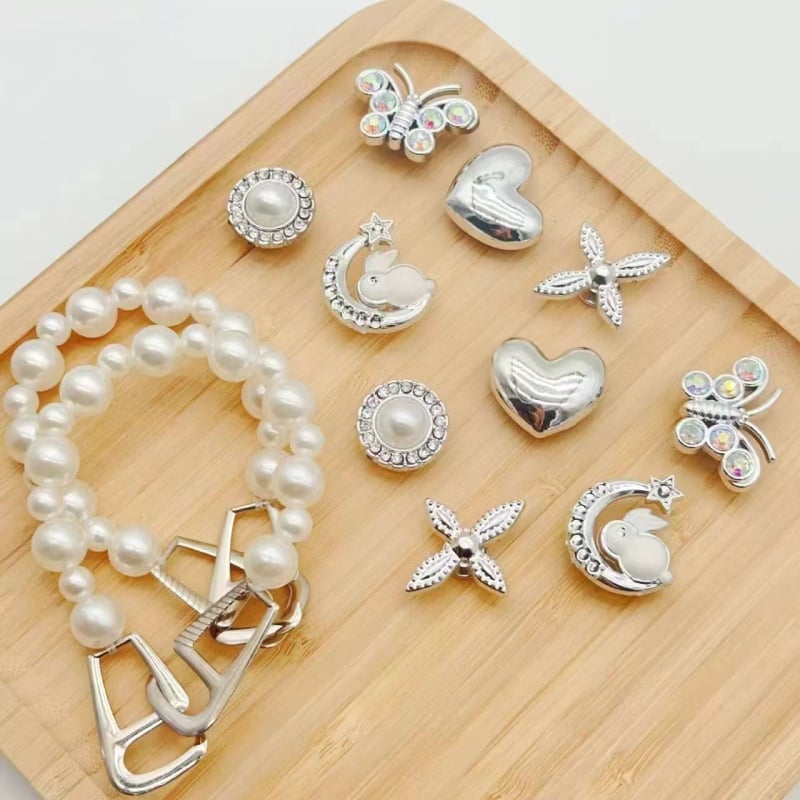 Crocs аксесоари за обувки: 3D перлена пеперуда, сваляема украса на горната част, DIY аксесоари