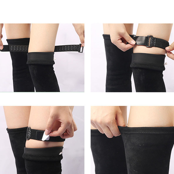 Ботуши над коляното с велкро лента 3,8 см, дълги ботуши с катарама за връзки, противохлъзгаща лента