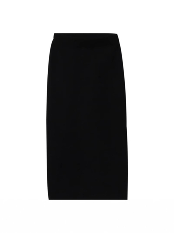 Pletena A-linijska suknja, srednja duljina, visoki pojas, jednofarbna, materijal Spandex, udio 70-80%.