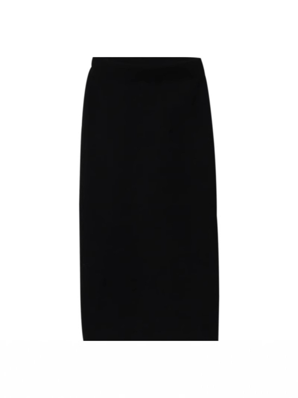 Pletena A-linijska suknja, srednja duljina, visoki pojas, jednofarbna, materijal Spandex, udio 70-80%.