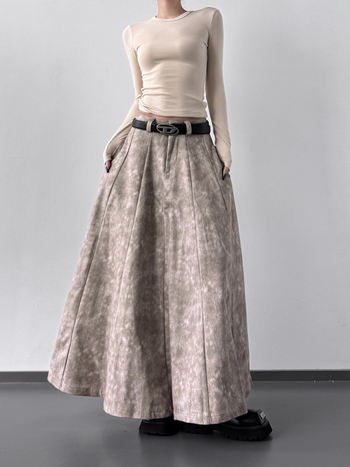 A-linijska midi suknja, visoka elastičnost, elegantan gradski stil, ljetno 2025