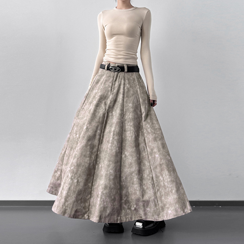 A-linijska midi suknja, visoka elastičnost, elegantan gradski stil, ljetno 2025