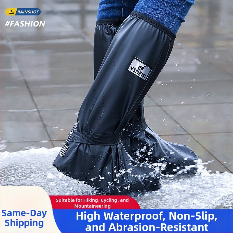 Дъждовни калъфи за обувки, водоустойчиви и антихлъзгащи, PVC плат, висок маншет, преносими