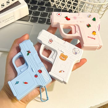 Λαμπερός μίνι πιστόλι προβολής χρόνου - κλειδοθήκη με ηλεκτρονικό ρολόι, πλαστικό/καουτσούκ, για ηλικίες 14+