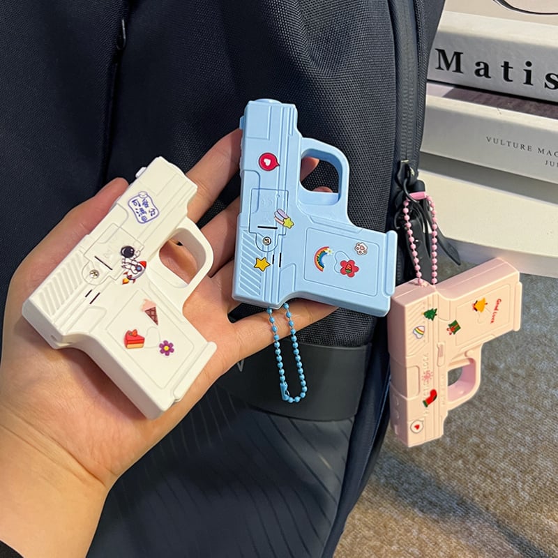 Λαμπερός μίνι πιστόλι προβολής χρόνου - κλειδοθήκη με ηλεκτρονικό ρολόι, πλαστικό/καουτσούκ, για ηλικίες 14+