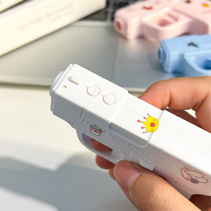 Λαμπερός μίνι πιστόλι προβολής χρόνου - κλειδοθήκη με ηλεκτρονικό ρολόι, πλαστικό/καουτσούκ, για ηλικίες 14+