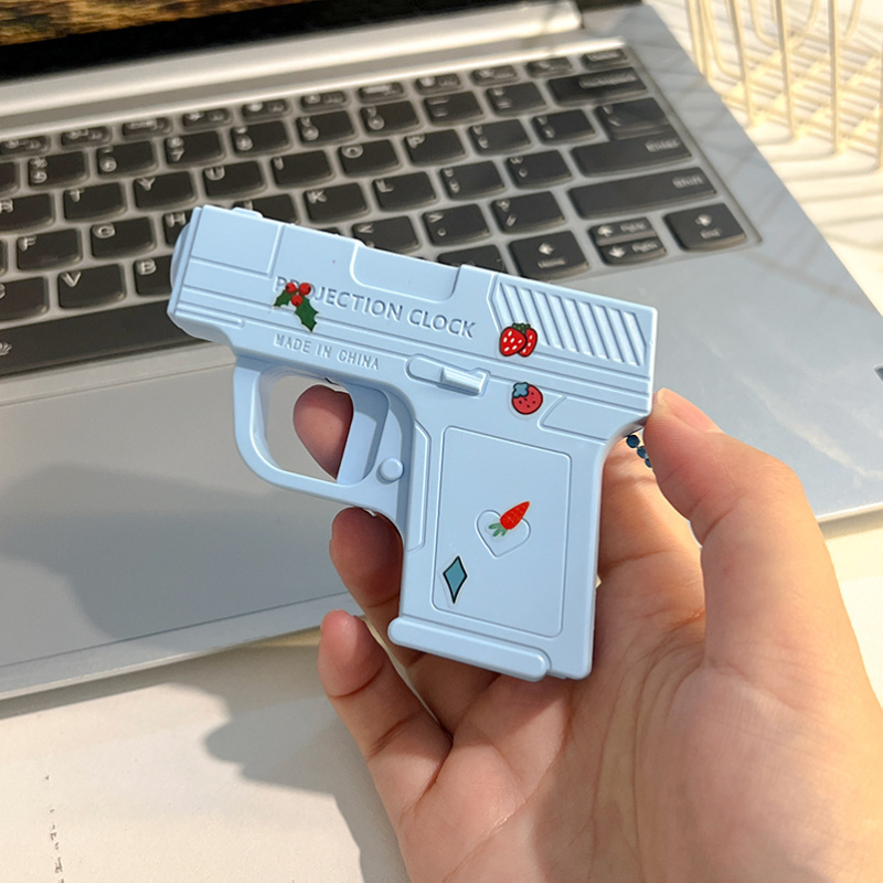 Λαμπερός μίνι πιστόλι προβολής χρόνου - κλειδοθήκη με ηλεκτρονικό ρολόι, πλαστικό/καουτσούκ, για ηλικίες 14+