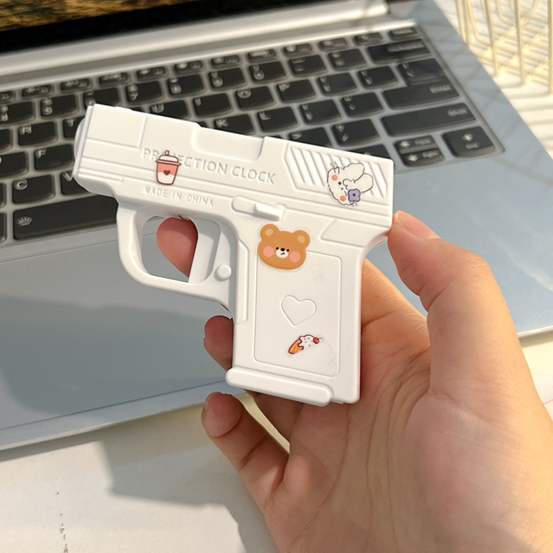 Λαμπερός μίνι πιστόλι προβολής χρόνου - κλειδοθήκη με ηλεκτρονικό ρολόι, πλαστικό/καουτσούκ, για ηλικίες 14+