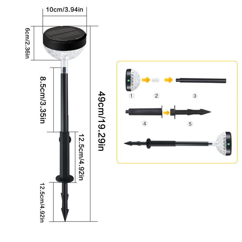 Napeneresztős gyeplámpa vízcsepp-projekcióval, talajba csavarva, lélegző és állandó fény üzemmóddal, 6–12 órás működési idő