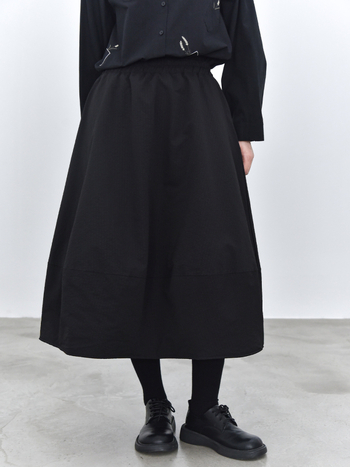 Suknja u obliku cvjetnog pupoljka - pojas oblikovan, zimska podstava, duga suknja, poliester, kolaž/spajanje, japansko-korejski casual stil