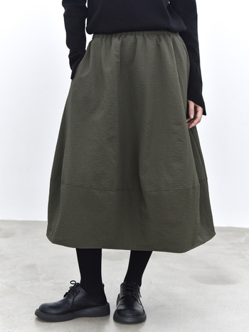 Suknja u obliku cvjetnog pupoljka - pojas oblikovan, zimska podstava, duga suknja, poliester, kolaž/spajanje, japansko-korejski casual stil