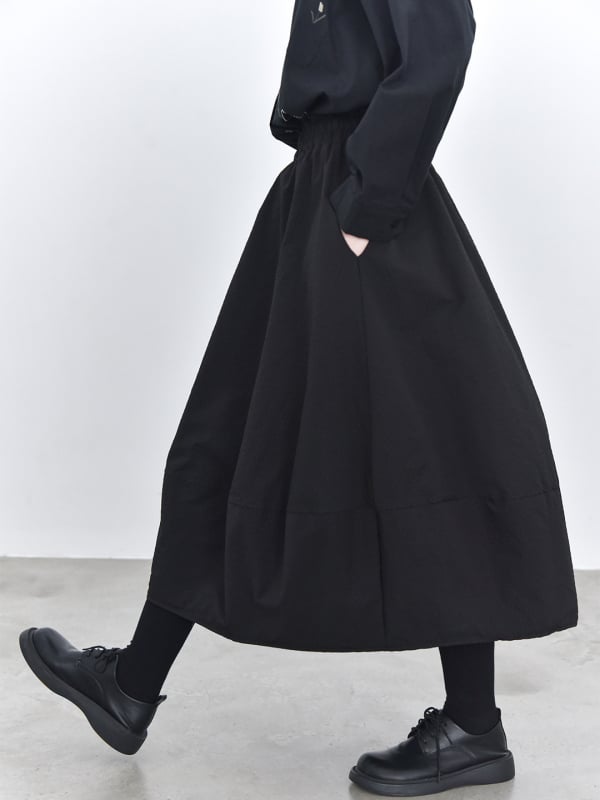 Suknja u obliku cvjetnog pupoljka - pojas oblikovan, zimska podstava, duga suknja, poliester, kolaž/spajanje, japansko-korejski casual stil