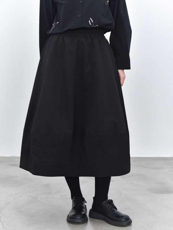 Suknja u obliku cvjetnog pupoljka - pojas oblikovan, zimska podstava, duga suknja, poliester, kolaž/spajanje, japansko-korejski casual stil