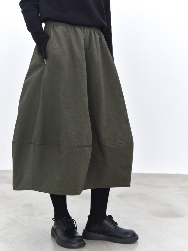 Suknja u obliku cvjetnog pupoljka - pojas oblikovan, zimska podstava, duga suknja, poliester, kolaž/spajanje, japansko-korejski casual stil