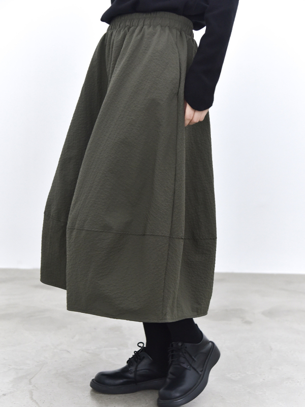 Suknja u obliku cvjetnog pupoljka - pojas oblikovan, zimska podstava, duga suknja, poliester, kolaž/spajanje, japansko-korejski casual stil