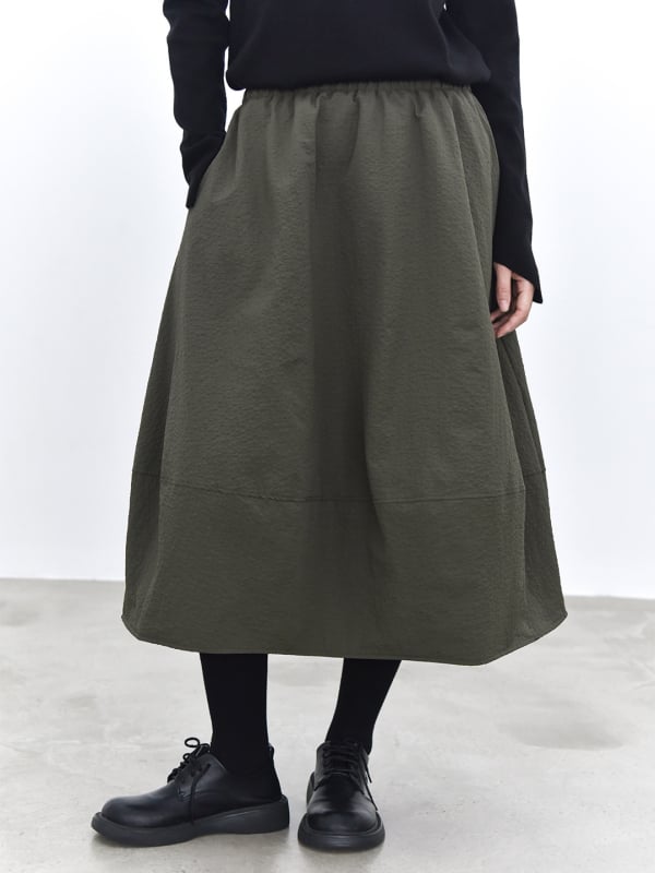 Suknja u obliku cvjetnog pupoljka - pojas oblikovan, zimska podstava, duga suknja, poliester, kolaž/spajanje, japansko-korejski casual stil