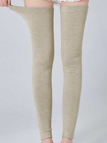 Gyapjúból készült lábszárvédők fleece bevonattal — hosszú cső dizájn, védelem a vádlira, elasztikus térd fölötti zokni