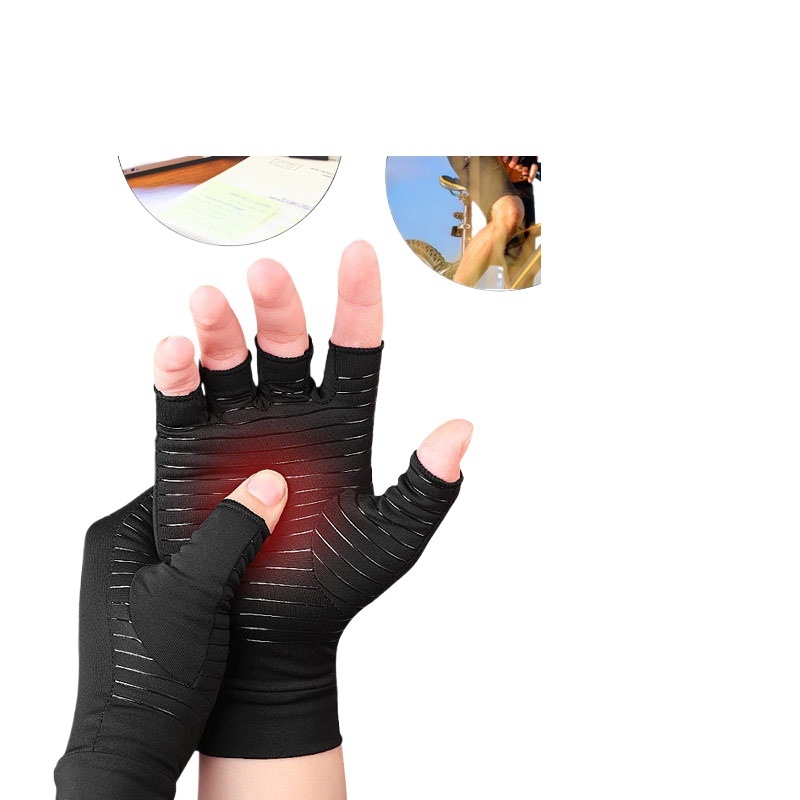 Mănuși de antrenament cu degete parțial acoperite, fibre de cupru, fără miros, antiderapante; Material: nylon-fibre de cupru-spandex-rubber-silicon; Sezoane: Vară, Iarnă, Primăvară, Toamnă