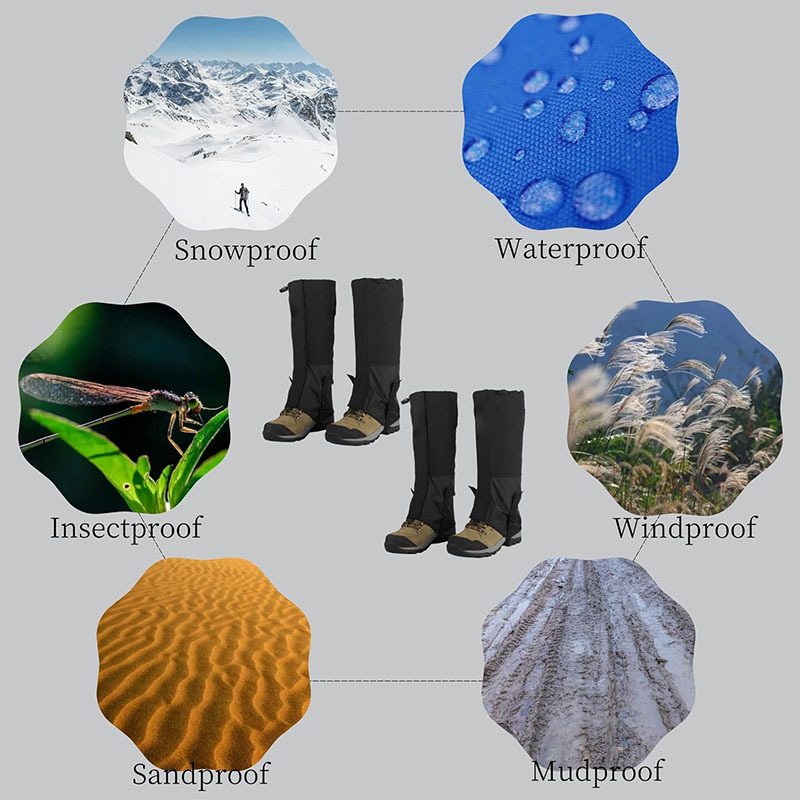 Állítható vádlivédők cipőkhöz és téli csizmákhoz – Oxford anyag, univerzális illeszkedés, hegymászáshoz, védelem a homok és a hó ellen