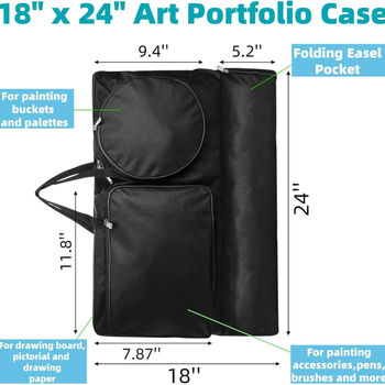 Чанта за дъска за рисуване за арт-студенти, голям капацитет, найлон, едноцветен дизайн, подплата от полиестер, средно твърда, зима 2023