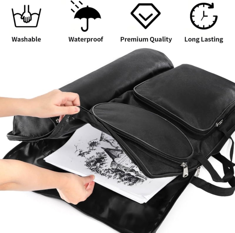 Чанта за дъска за рисуване за арт-студенти, голям капацитет, найлон, едноцветен дизайн, подплата от полиестер, средно твърда, зима 2023