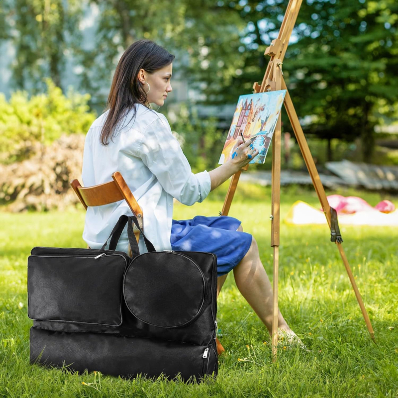Чанта за дъска за рисуване за арт-студенти, голям капацитет, найлон, едноцветен дизайн, подплата от полиестер, средно твърда, зима 2023