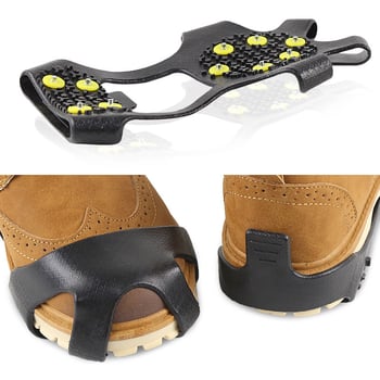 Feet protecții pentru pantofi cu 10 dinți anti-derapare pentru gheață și zăpadă, material TPE, utilizare de iarnă